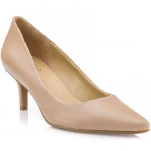 Naturalizer Shoes - NATURALIZER - ALLISON, TAUPE LEATHER KITTEN HEEL